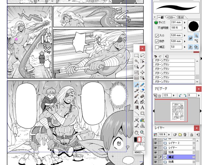 戦いの中歴戦の女戦士の利き腕が万全の状態ではないことを思い出す相棒のエルフ。 