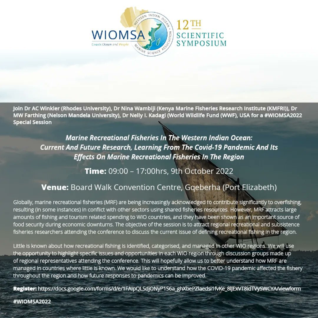 Billfish_Western Indian Ocean (@billfishwio) on Twitter photo We are excited to co-host this special session on Marine Recreation Fisheries in the Western Indian Ocean <a href="/wiomsa/">WIOMSA</a> 2022 symposium with <a href="/alexwinkrsa/">Dr. Alex Winkler</a> <a href="/wpotts18/">Warren Potts</a> <a href="/NWambiji/">Dr. Nina Wambiji</a> <a href="/KmfriResearch/">KMFRI</a> @billfishExpert We are excited to co-host this special session on Marine Recreation Fisheries in the Western Indian Ocean <a href="/wiomsa/">WIOMSA</a> 2022 symposium with <a href="/alexwinkrsa/">Dr. Alex Winkler</a> <a href="/wpotts18/">Warren Potts</a> <a href="/NWambiji/">Dr. Nina Wambiji</a> <a href="/KmfriResearch/">KMFRI</a> @billfishExpert