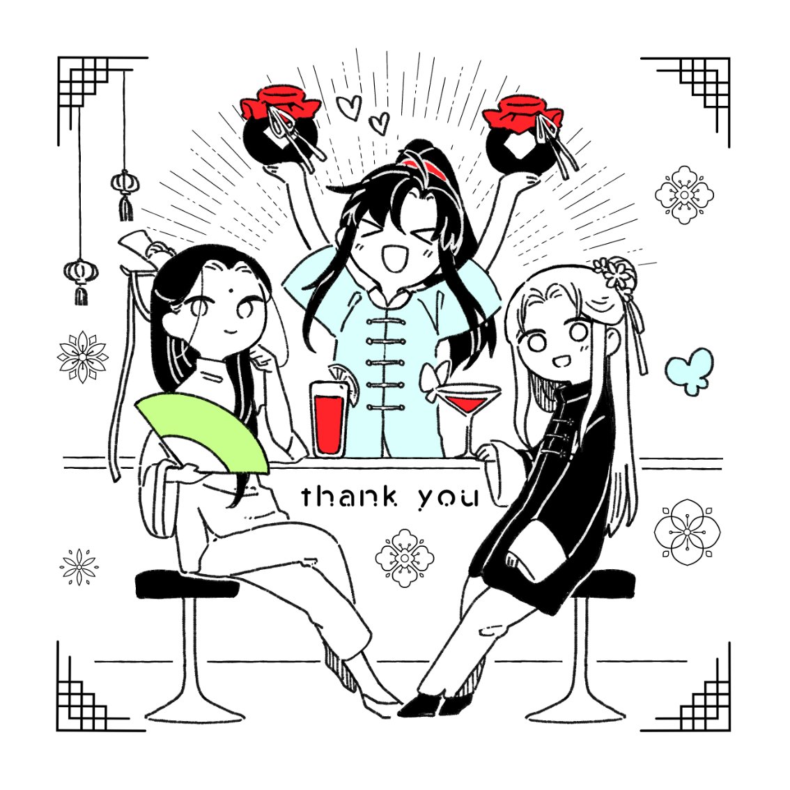 これはおまけグッズ用に描いた受けちゃん達🥂 