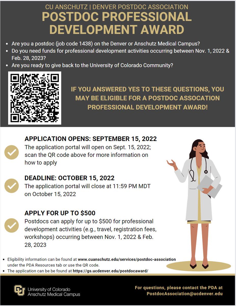 denverpostdocs's tweet photo. Applications open TODAY! 💰 https://t.co/7Qm2nvho4r
