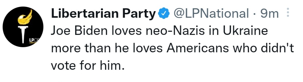 LizT4Congress's tweet photo. What's not helpful to the cause of #Liberty?
Spreading Russian propaganda.
I am a #Libertarian and the @LPNational does not speak for me.
#ISpeakForMe https://t.co/EUqt4j0tw9