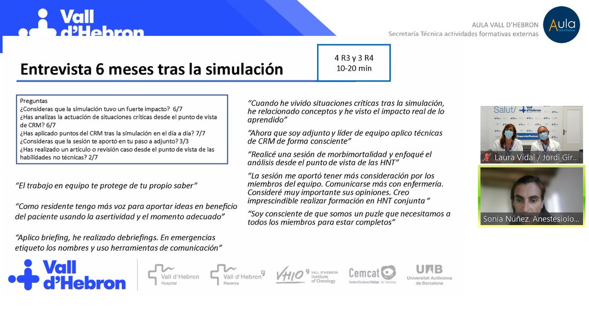 vallhebron's tweet photo. La Dra. Sonia Núñez, del Servei d'Anestesiologia i Reanimació de #VallHebron, comenta que el programa de simulació basat en habilitats no tècniques dirigit a residents va tenir un gran impacte en la cultura de la seguretat #SimulacioVH #SeguretatPacientVH #WorldPatientSafetyDay https://t.co/r12kGFfw8D