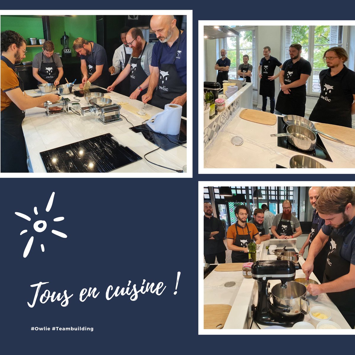 OwlieHQ's tweet photo. ☀️La semaine dernière nous avons pris le temps d'amorcer la rentrée tous ensemble sous le signe de la convivialité, du partage et de la cohésion d'équipe.
🎯Au programme : Atelier culinaire + Escape Game. 
🚀On est paré pour attaquer cette rentrée !
#teambuilding #owlie #studio https://t.co/HZsnx5d1xI