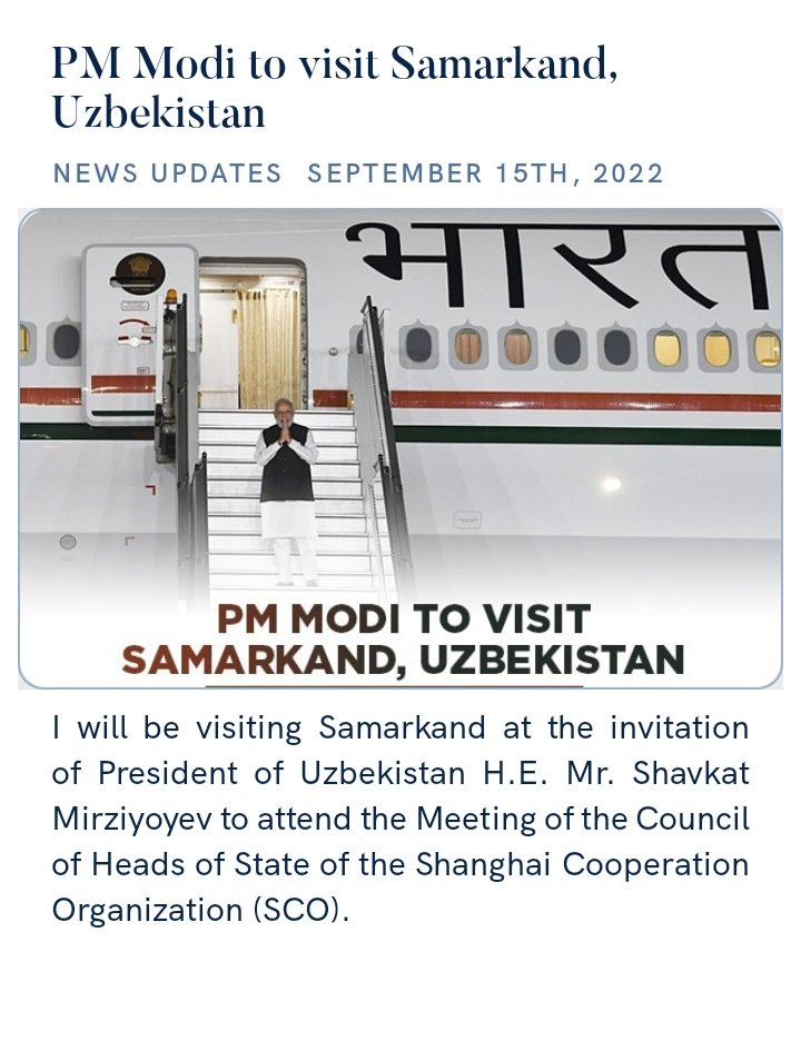 Mkowsalya3's tweet photo. PM Modi to visit Samarkand, Uzbekistan
https://t.co/ofpUHK3End via NaMo App https://t.co/FJaovv427U