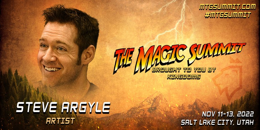 kingdoms_tv's tweet photo. The Magic Summit Highlight #21 : @Steve_Argyle 

Steve has painted some amazing pieces of Magic &amp; he’ll be bringing some original pieces to share in the #MTGSummit Art Gallery!

Like, RT, &amp; follow @Steve_Argyle &amp; @kingdoms_tv for a chance to win all of  these foil cards he drew https://t.co/E5FhwyKDj1