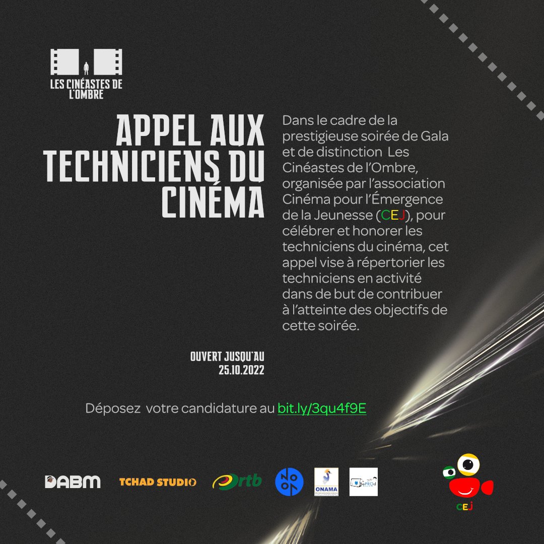 CEJassociation's tweet photo. LE LIEN D'INSCRIPTION :  https://t.co/yPsakG0PaG
APPEL AUX TECHNICIENS DU CINEMA POUR UNE DISTINCTION 
LORS DE LA SOIREE DE GALA https://t.co/mRcuFweyaV