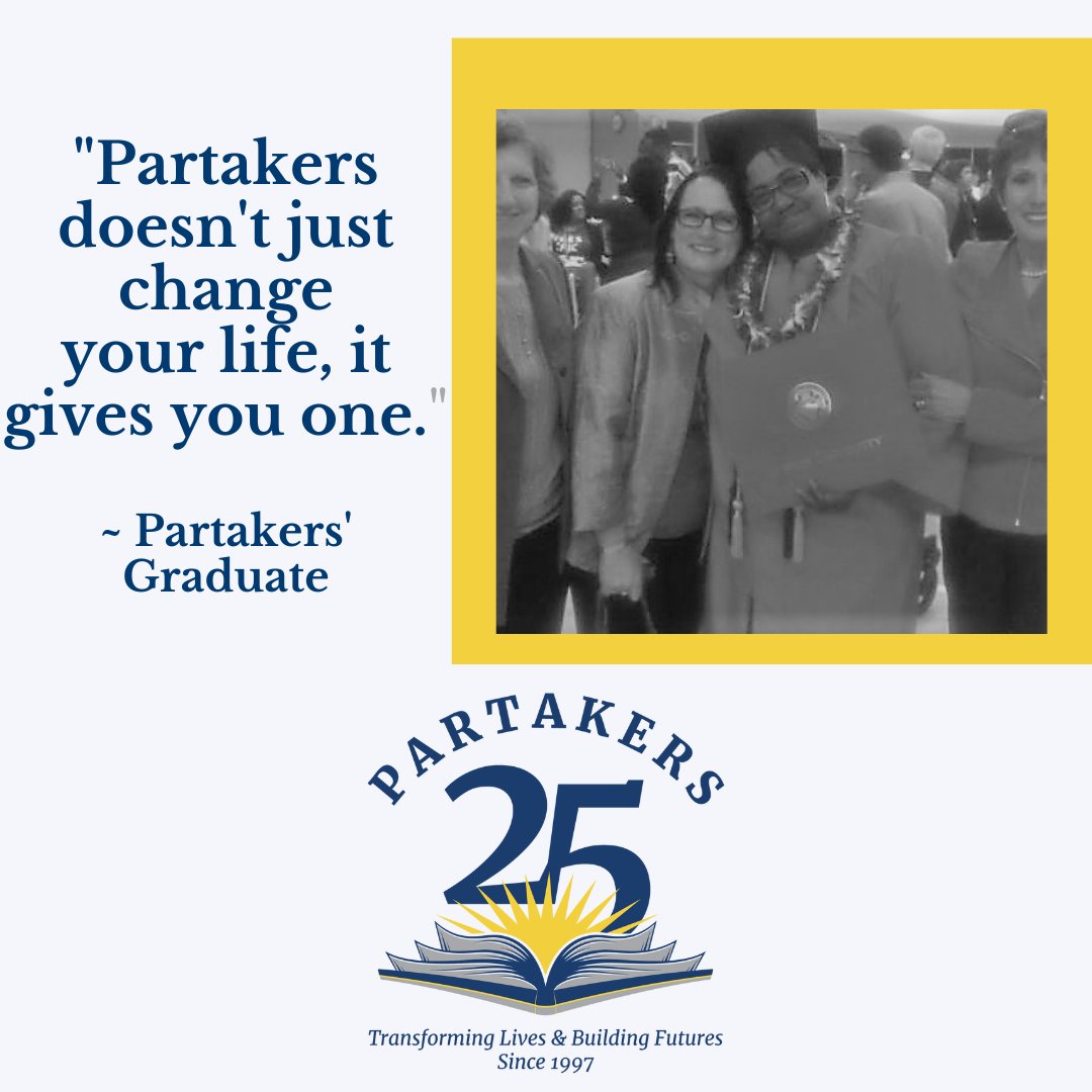 Join Us as We Celebrate 25 Years of #TransformingLivesandBuildingFutures  RSVP and place a message of celebration and support in our Celebration Book  Here-partakers.org/partakers-25 and please share your #Partakers25 story with us.

#CollegeBehindBars

#MentorsMatter