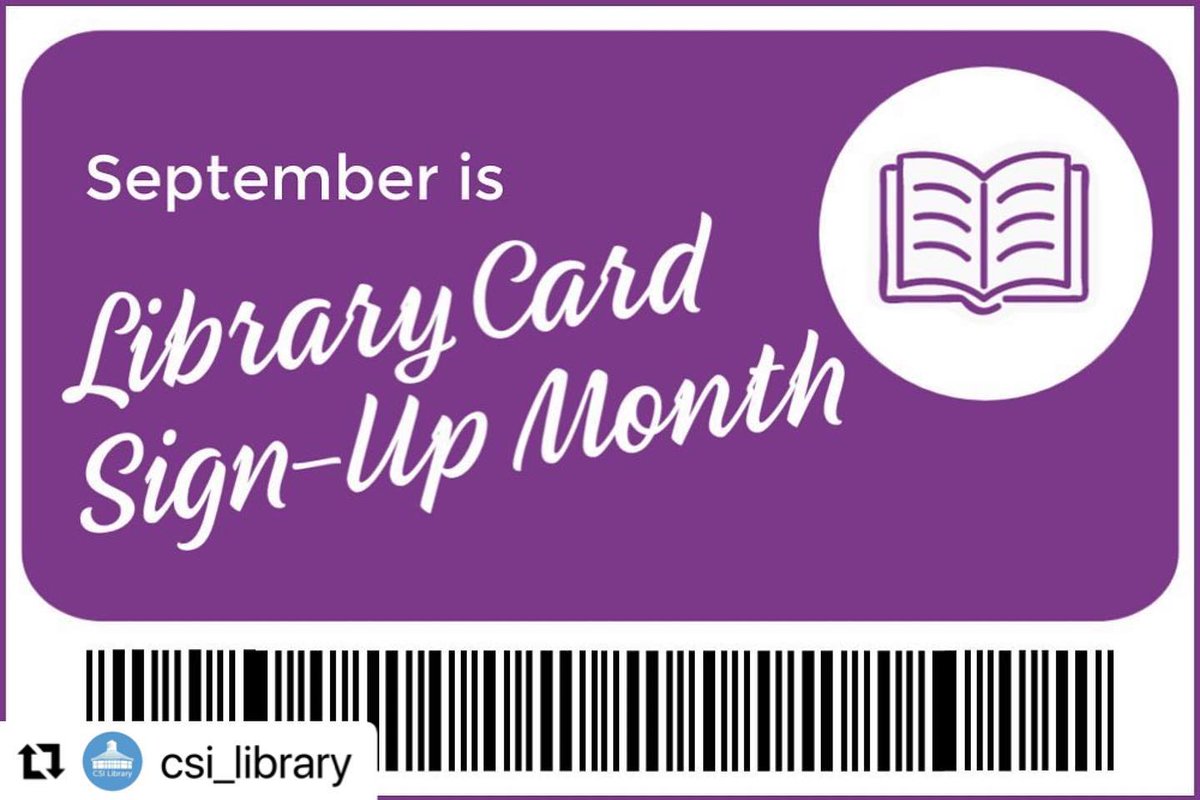 September is library card sign up month. The <a href="/nypl/">NY Public Library</a> will be visiting during CLUB hours (2:30pm-4:30pm) on September 15 &amp; 22 at <a href="/CSIStGeorge/">CSI St. George</a> in the Student Lounge &amp; <a href="/csinews/">College of Staten Island</a> in <a href="/csilibrary/">CSI Library</a> Rotunda. Come sign up for a free NYPL Library Card. #freebooks #NYPL #CUNY #libraryCard