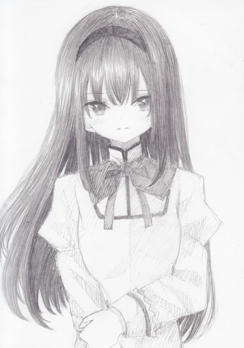 シャーペンで描きました。魔法少女まどか☆マギカから、暁美ほむらです#魔法少女まどかマギカ 