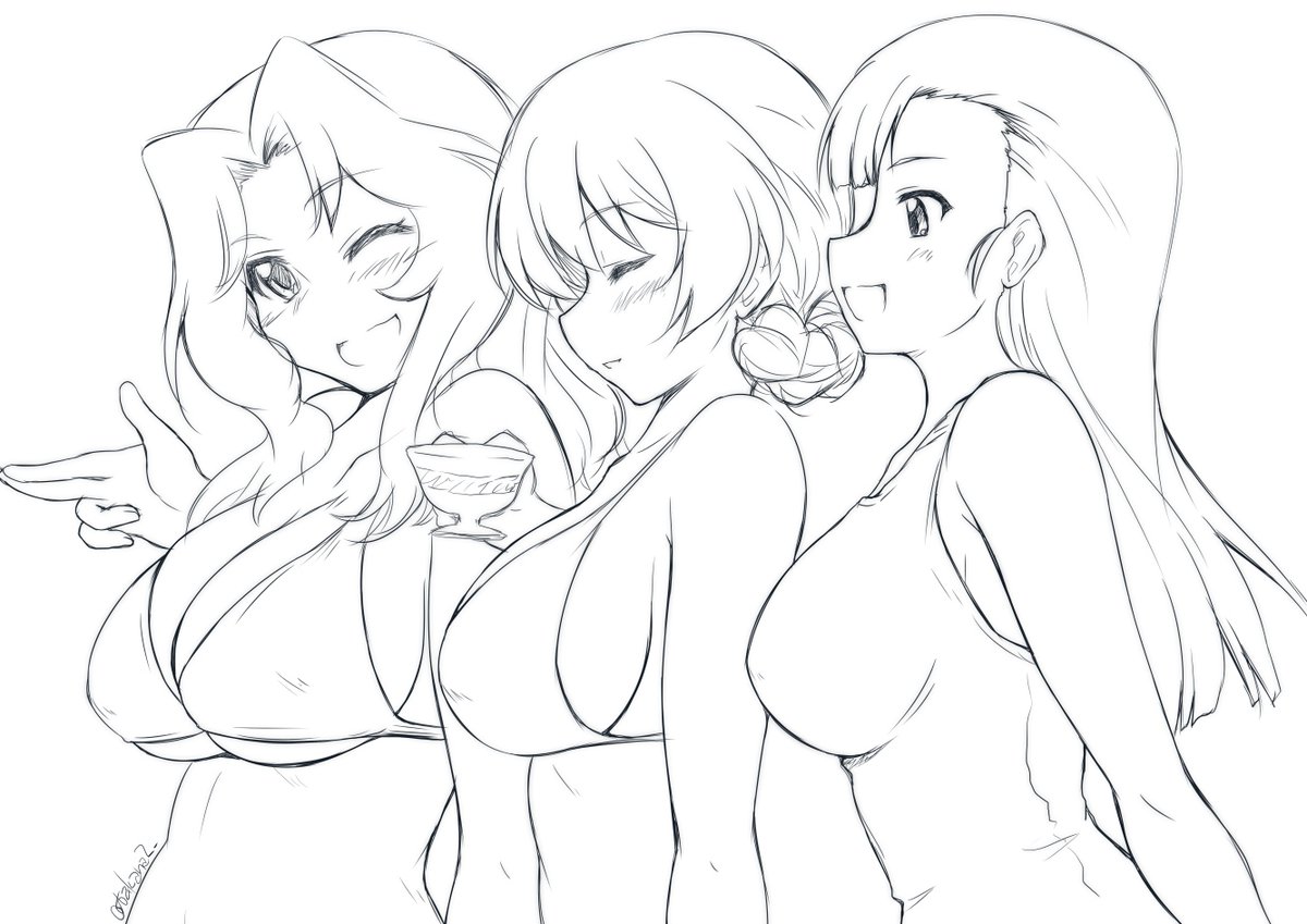 #GuP版深夜のお絵描き60分勝負
#GuP版深夜のお絵描き60分勝負_20220915 
おっぱい大きい隊長s 