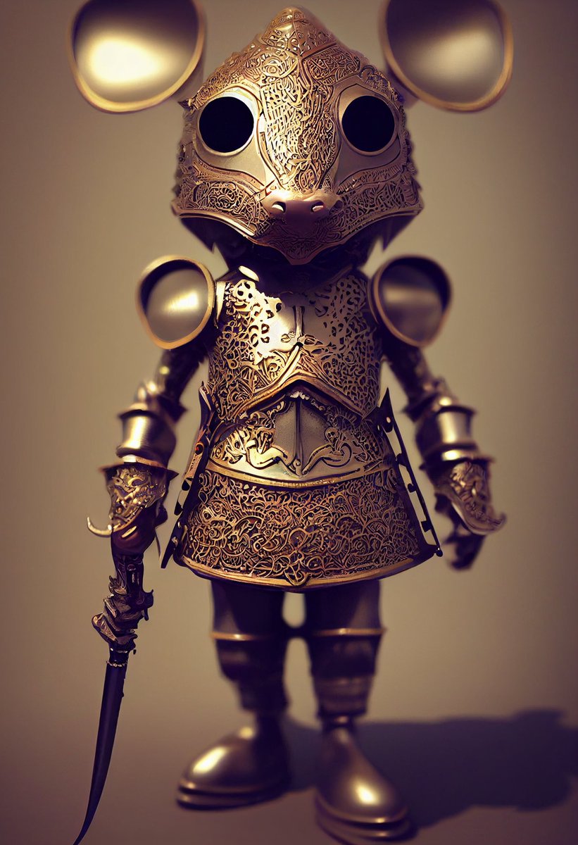 dan99ch's tweet photo. Mouse knight

Please rate this from 1 to 10.
Follow me to not miss any of my MidJourney creations.
#mouse #knight #cute #majestic #highdetails #gold #armor #armour #animal #portrait 
#midjourney #ai #midjourneyart #midjourneyai #thisisart #artoftheday #aiart #midjourneyartwork https://t.co/yzdaTzVoYQ