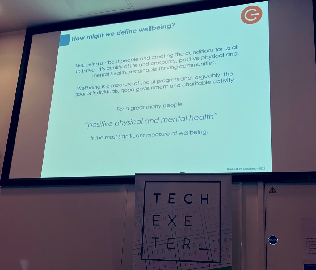 Sarah Marks (@_ofwanderings) on Twitter photo How might we define well-being? Advocating for Tech4Good <a href="/TechExeter/">TechExeter</a> today was Paul from <a href="/eCultures/">eCulture</a> and it was an awesome talk!
#community #TechExeter How might we define well-being? Advocating for Tech4Good <a href="/TechExeter/">TechExeter</a> today was Paul from <a href="/eCultures/">eCulture</a> and it was an awesome talk!
#community #TechExeter