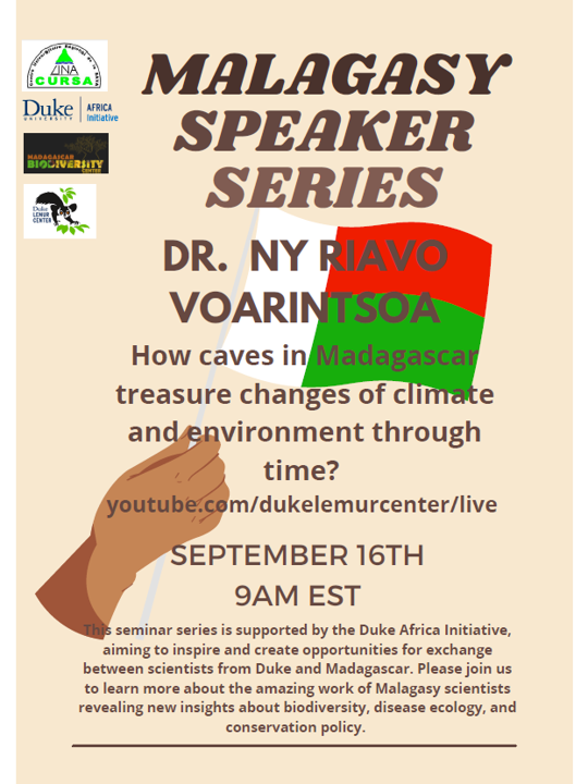 James Paul Herrera (@jamespaulherre1) on Twitter photo looking forward to kicking off the Malagasy Scientist Speaker Series again this semester, hosted by <a href="/DukeLemurCenter/">Duke Lemur Center</a> on their YouTube and supported by the <a href="/DukeAfricaIn/">Africa Initiative</a>. Join us live tomorrow for Dr. Voarintsoa on paleoecology in Madagascar, 9AM EST 16 Sept looking forward to kicking off the Malagasy Scientist Speaker Series again this semester, hosted by <a href="/DukeLemurCenter/">Duke Lemur Center</a> on their YouTube and supported by the <a href="/DukeAfricaIn/">Africa Initiative</a>. Join us live tomorrow for Dr. Voarintsoa on paleoecology in Madagascar, 9AM EST 16 Sept