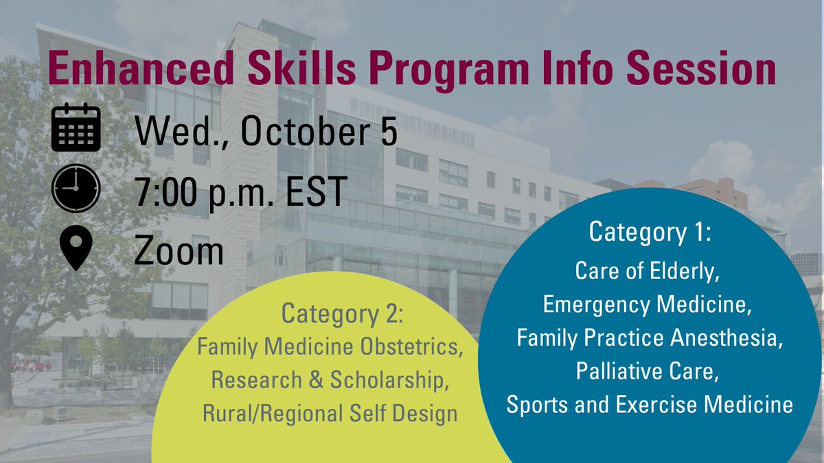 McMasterPGME's tweet photo. #MedStudents interested in the Enhanced Skills program with McMaster Family Medicine - Join the Enhanced Skills Program Director Erich Hanel to learn about our Enhanced Skills Category 1 & 2 Programs on Oct. 5 at 7 p.m. EST. Register today! #MedED #MacPGME https://t.co/YSaRJCFJCt https://t.co/KuwBx7ctKX