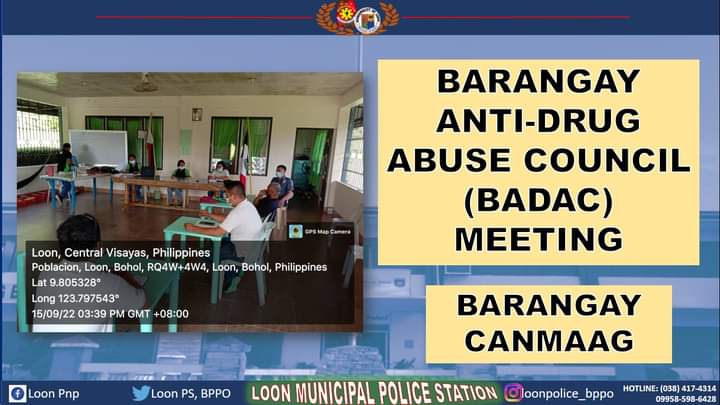 loonpsbppo's tweet photo. September 15, 2022: Canmaag, Loon, Bohol - Barangay Anti-Drug Abuse Council (BADAC) Meeting

#lifeisbeautiful
#KaligtasanNiyoSagotKo
#TulongTulongTayo
#MKKequalsK
#PNPKakampiNyo
#TeamPNP
#TeamLoonGoodCops
#WeServeAndProtect
#PNPPATROLPLAN2030 https://t.co/BpDJ7ADNyW