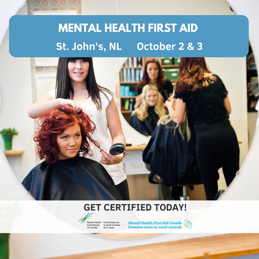 Hosting in-person #mentalhealthfirstaid training for the beauty and salon industries here in St. John's on October 2 &amp; 3. Just over a week left to sign up! 
Details here: alisonbutler.ca/mhfa-for-beaut…
#yyt #709 #NewfoundlandandLabrador #stjohnsnl