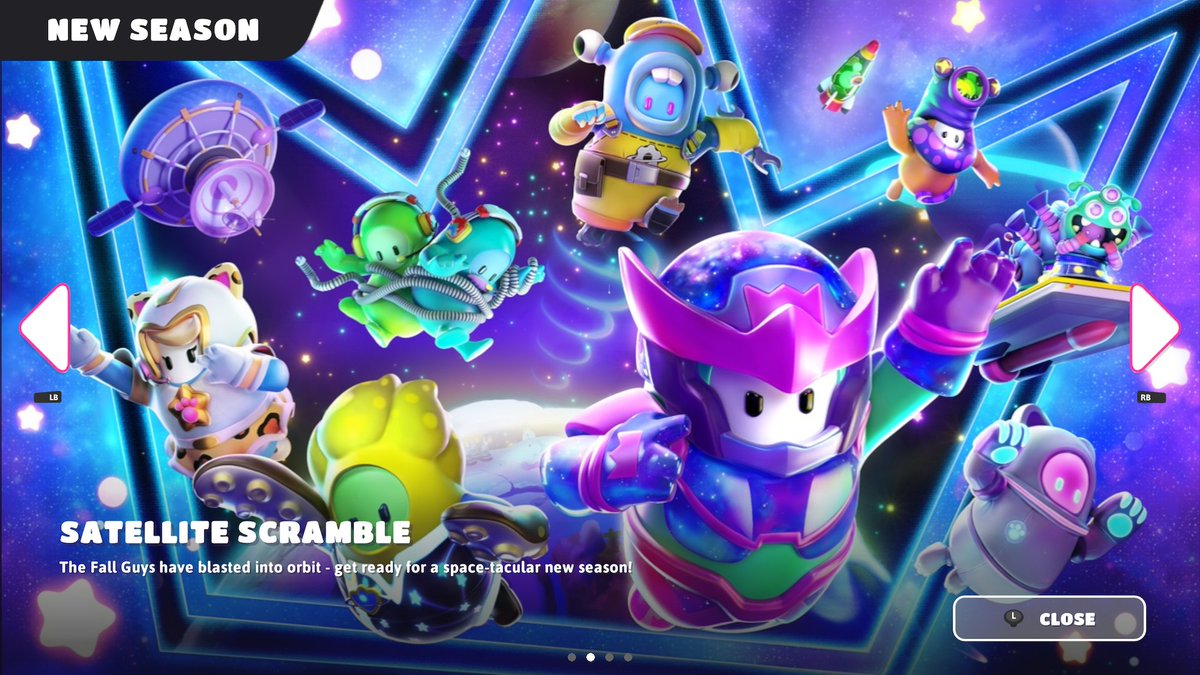 FG___network's tweet image. News: Season 2 FFA of Fall Guys (aka SS2 or S8) is out now!
It's called satellite scramble, features 8 new maps, tons of new skins, over 80 map variations, a brand new season pass with 200 tiers, New music, new obstacles and so much more!
#FallGuys #EpicGames #Mediatonic #News