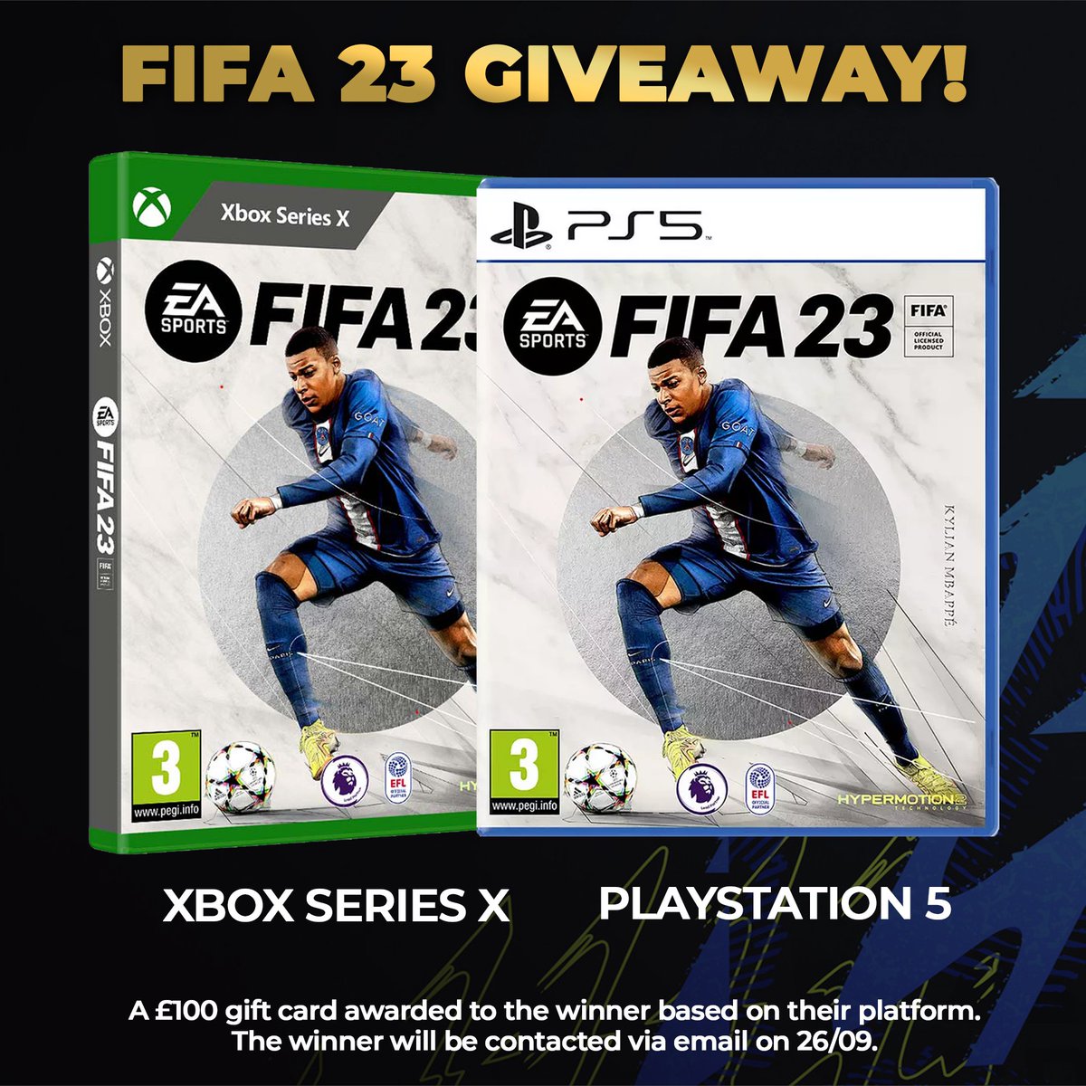 PalaceEaglesc0m's tweet photo. 🚨 FIFA 23 GIVEAWAY 🚨

We're giving away 2️⃣ copies of #FIFA23 to two lucky winners.

To enter simply 🔽

🔁 Retweet this post
💻 Enter on our website 👇

Winners will be announced on 26th September ✅