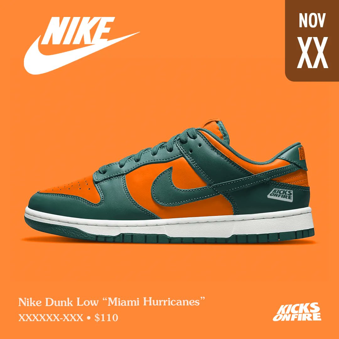 Nike Dunk Low Miami Hurricanes