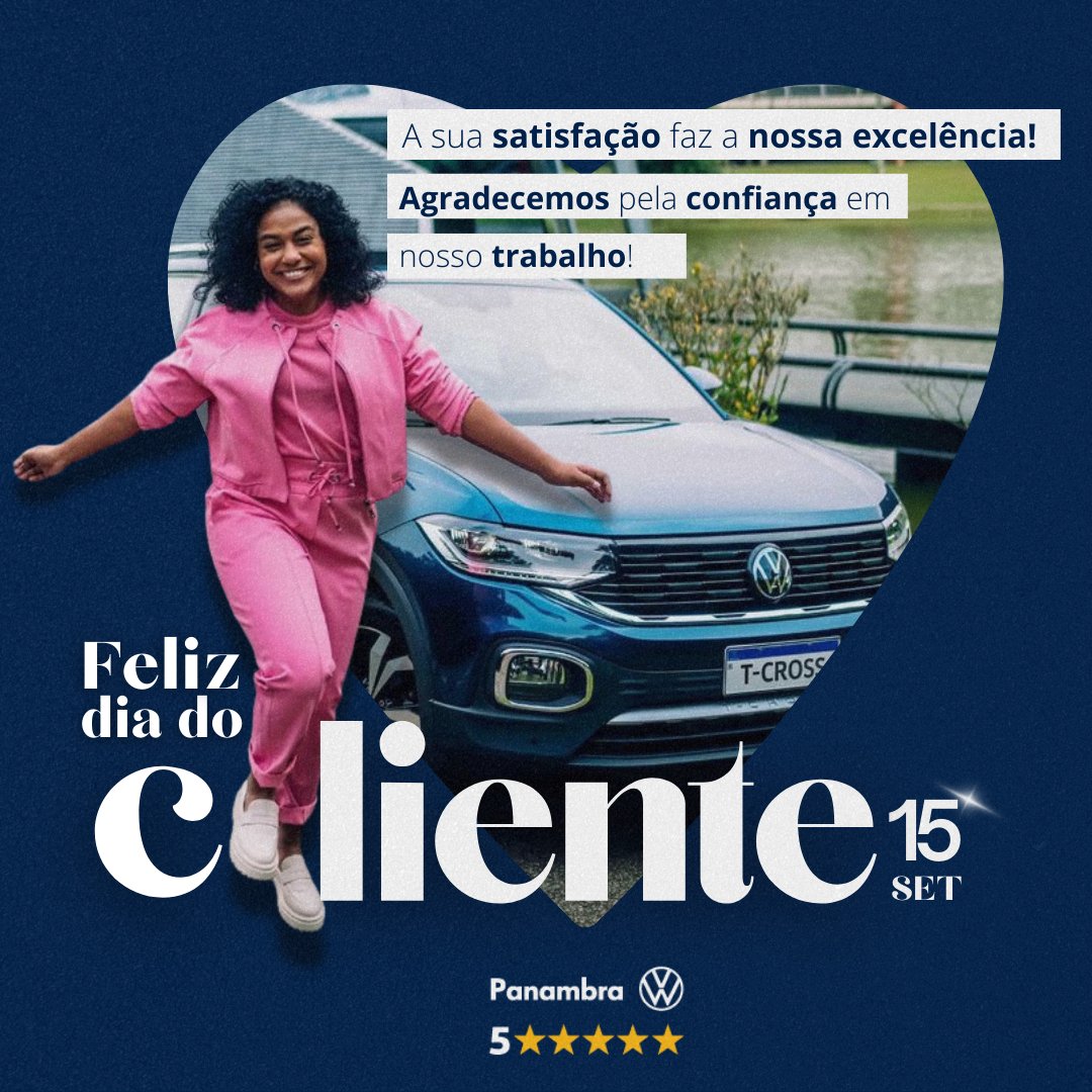 panambra's tweet photo. A sua satisfação faz a nossa excelência! 🤩
Um feliz dia do Cliente, em especial, aos clientes Panambra! 💙

#diadocliente #volkswagen #vwbrasil https://t.co/pvpmsfGpNY