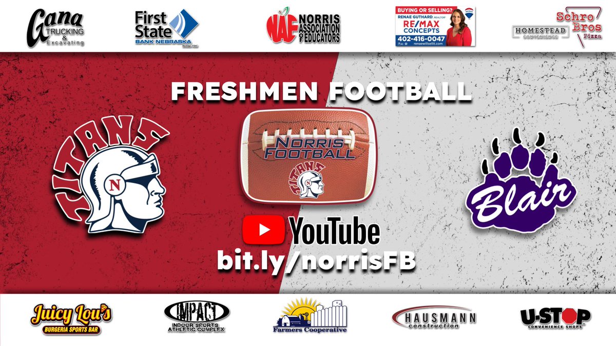 nsdVideo's tweet photo. Tonight's Freshmen @NorrisFootball game vs @BlairFootball will be Hudl streamed on the "Norris Football" YouTube channel  https://t.co/hVmr9mXn3X @BHSBlair @NHS_Titans #norristitans #nsdV #nsdvLIVE https://t.co/Vr83iDDWAg