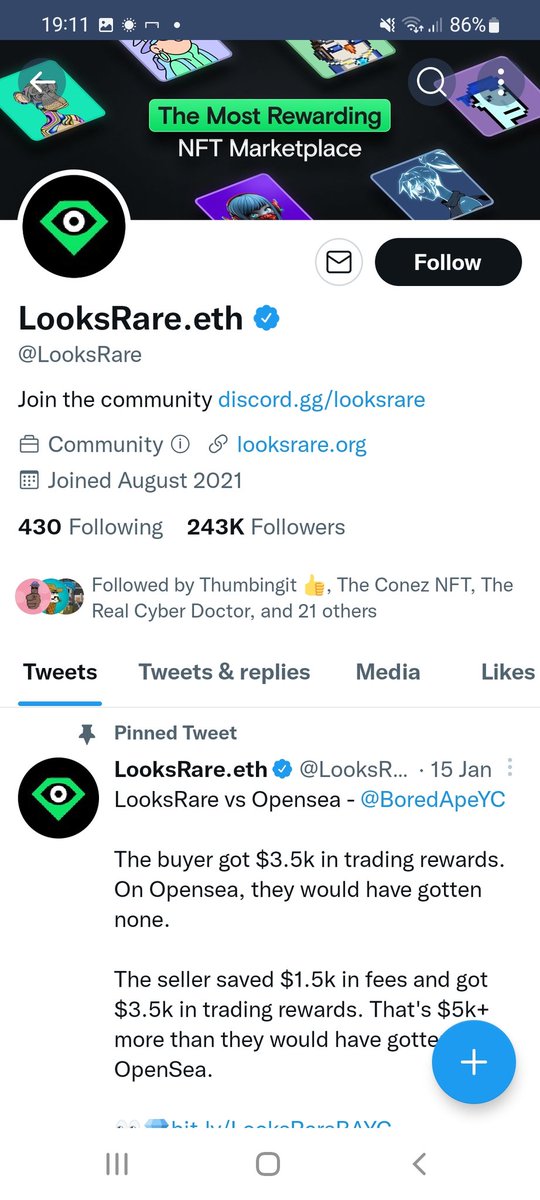 Beware everyone as the Mafia's are back again,they taking over verified @Twitter accounts to pose like the real projects account just to scam unsuspecting victims. no #looksrare giveaways be warned.
#NFTGiveaways
#ETHMerge
#EthereumMerge 
#CryptoMining