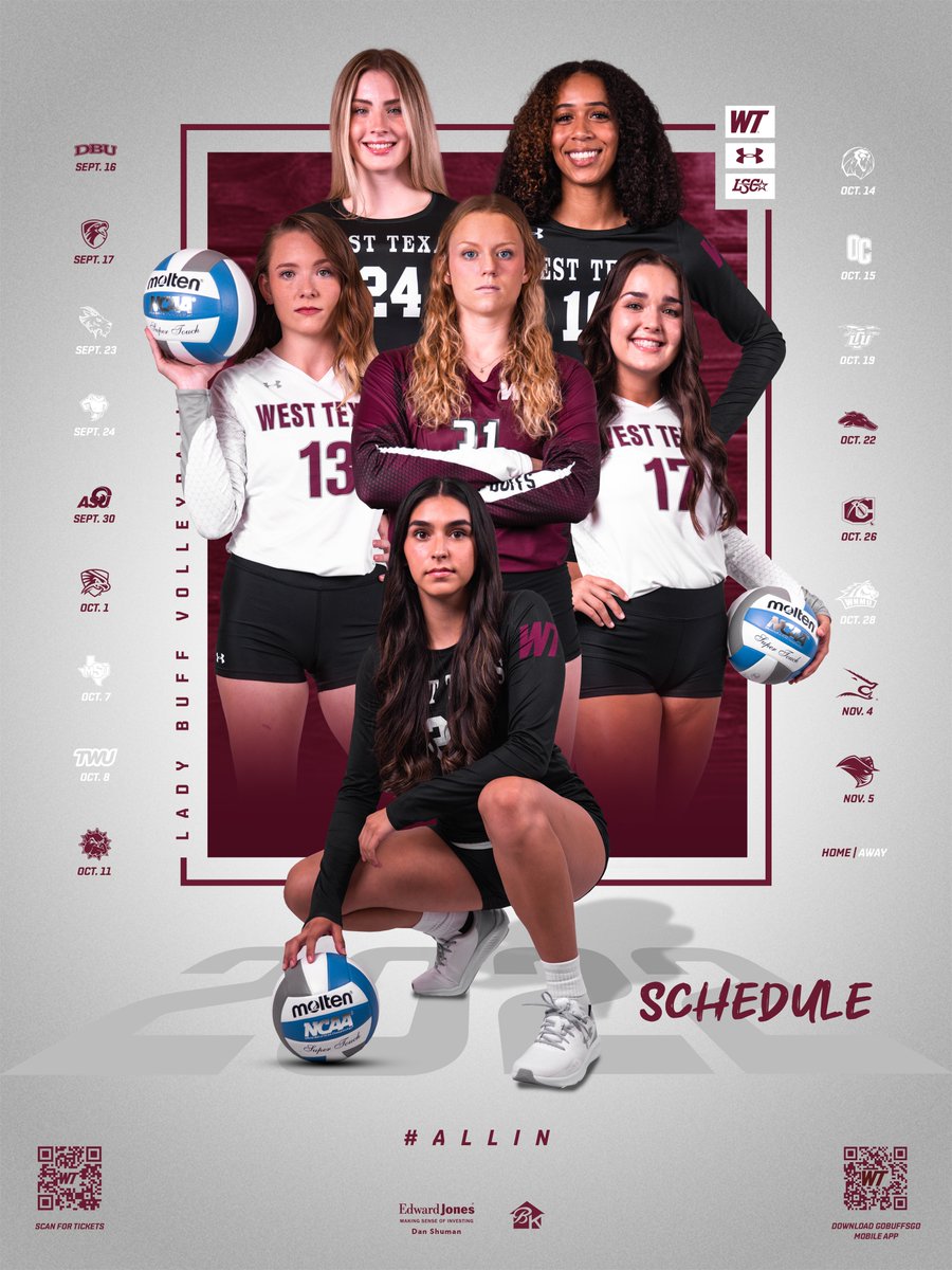 WTAMUVolleyball's tweet photo. 🚨𝙋𝙊𝙎𝙏𝙀𝙍 𝙉𝙄𝙂𝙃𝙏🚨

@LoneStarConf action starts tomorrow night!!! Come out to support your Lady Buffs and grab a limited edition 2022 schedule poster!!! 

Grab your tickets today ➡️ https://t.co/ufwLqcStIQ

#ALLIN | #BuffNation https://t.co/RMAKGDV2mo