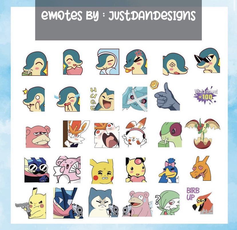 JustDanDesigns's tweet photo. I’m doing an emote give away, just like, retweet and follow. Winner gets 3 standard emotes. Entries end this sunday. https://t.co/KbC7tqf7pH