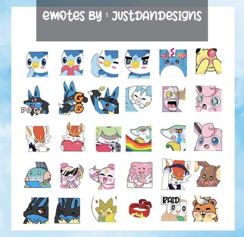JustDanDesigns's tweet photo. I’m doing an emote give away, just like, retweet and follow. Winner gets 3 standard emotes. Entries end this sunday. https://t.co/KbC7tqf7pH