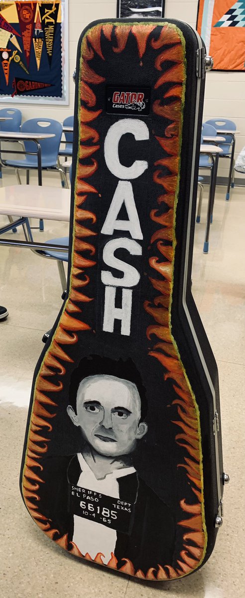 EYGoldenKnight's tweet photo. First day of Guitar Club at #EYHS. Nice student tribute case to #themaninblack #johnnycash #theeasternedge #EYEdge https://t.co/oRYEdxuNDh