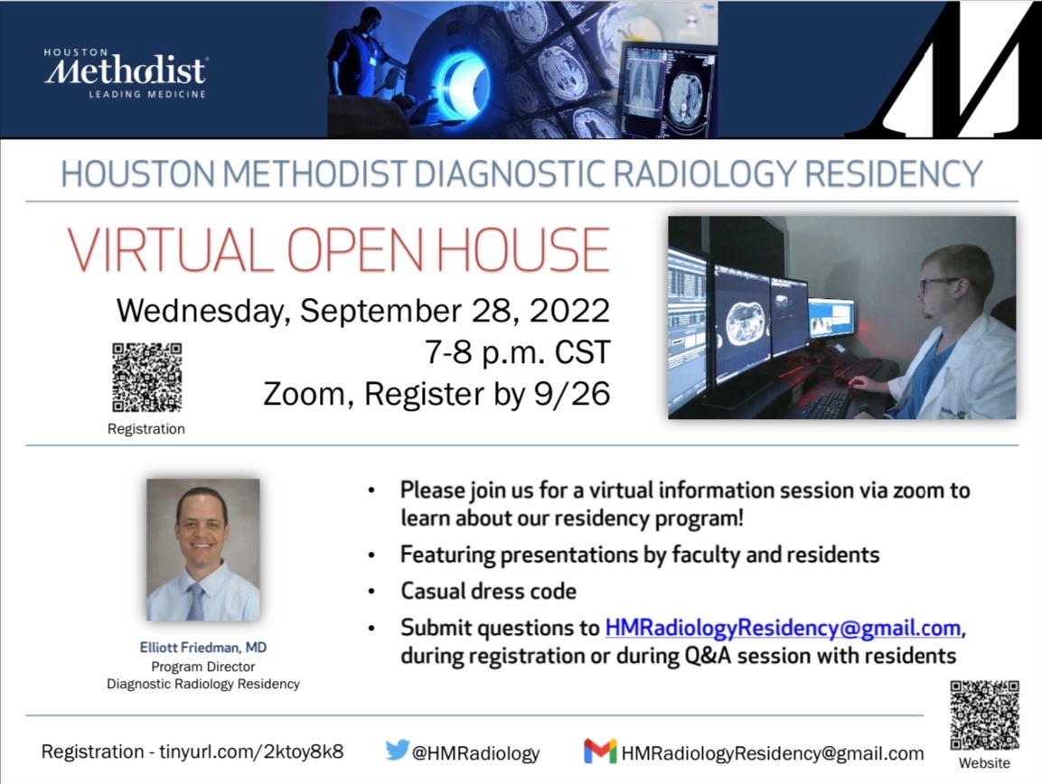 Come learn about our awesome #Diagnosticradiology program at our Open House event on September 28! Register using the QR code below. 
#medtwitter #radiology #Match2023 @TheRadRoom