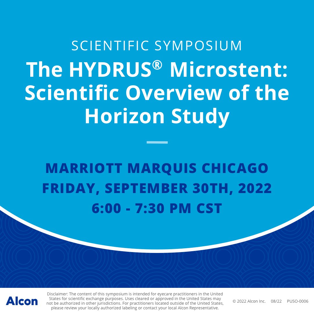 CRSToday's tweet photo. Don’t miss this at AAO: Join Drs. Ike Ahmed, Gus Gazzard, Cathleen McCabe, and Arsham Sheybani as they discuss The HYDRUS® Microstent: Scientific Overview of the Horizon Study on September 30th at the Marriott Marquis in Chicago! https://t.co/67sWasihXR #sponsored #ophthalmology https://t.co/cTqHOHEoPw