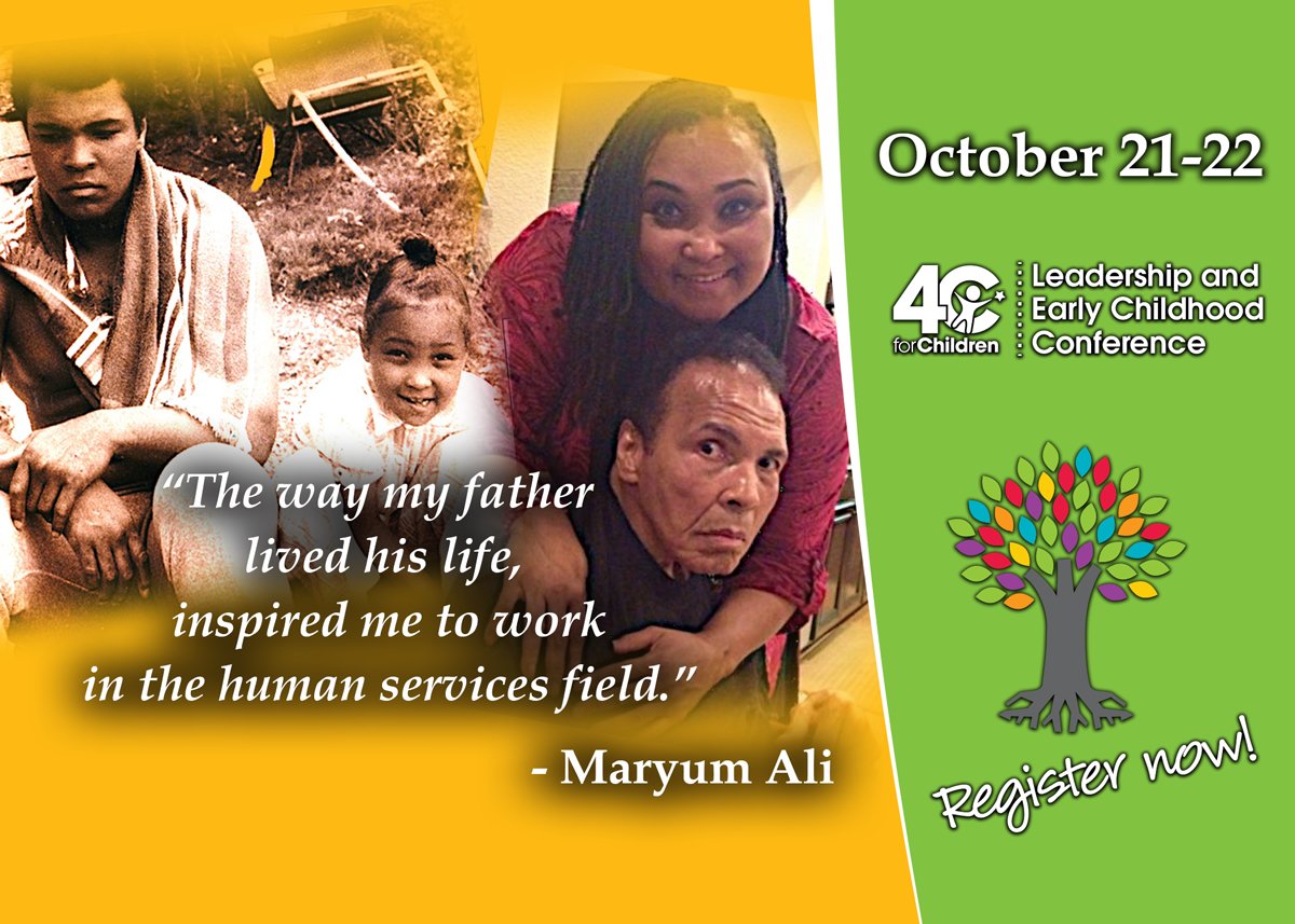 This year's 4C Conference will feature Maryum Ali, Muhammad Ali's daughter. Maryum is a social worker, children's book author and activist. Register for our conference and hear @maryum7 speak on October 21! #leadership #earlychildhoodeducation 4cforchildren.org/providers/conf…