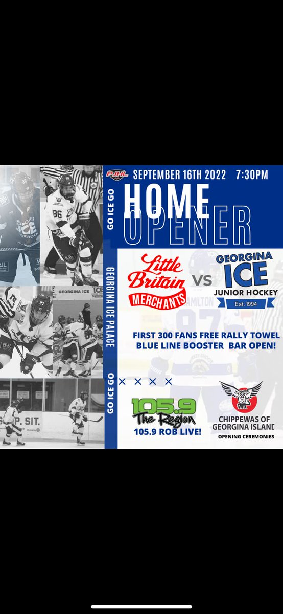 GeorginaIce's tweet image. 🚨🧊29TH HOME OPENER🧊🚨

#HereWeGo with our 29th Home Opener festivities tomorrow night - 1 day away.  Here are all the details of what's happening at the Ice Palace starting at 6:30pm:

🧊First 300 fans receive FREE #IceWarning fan rally towel
🧊Blue Line Booster Club Bar Open