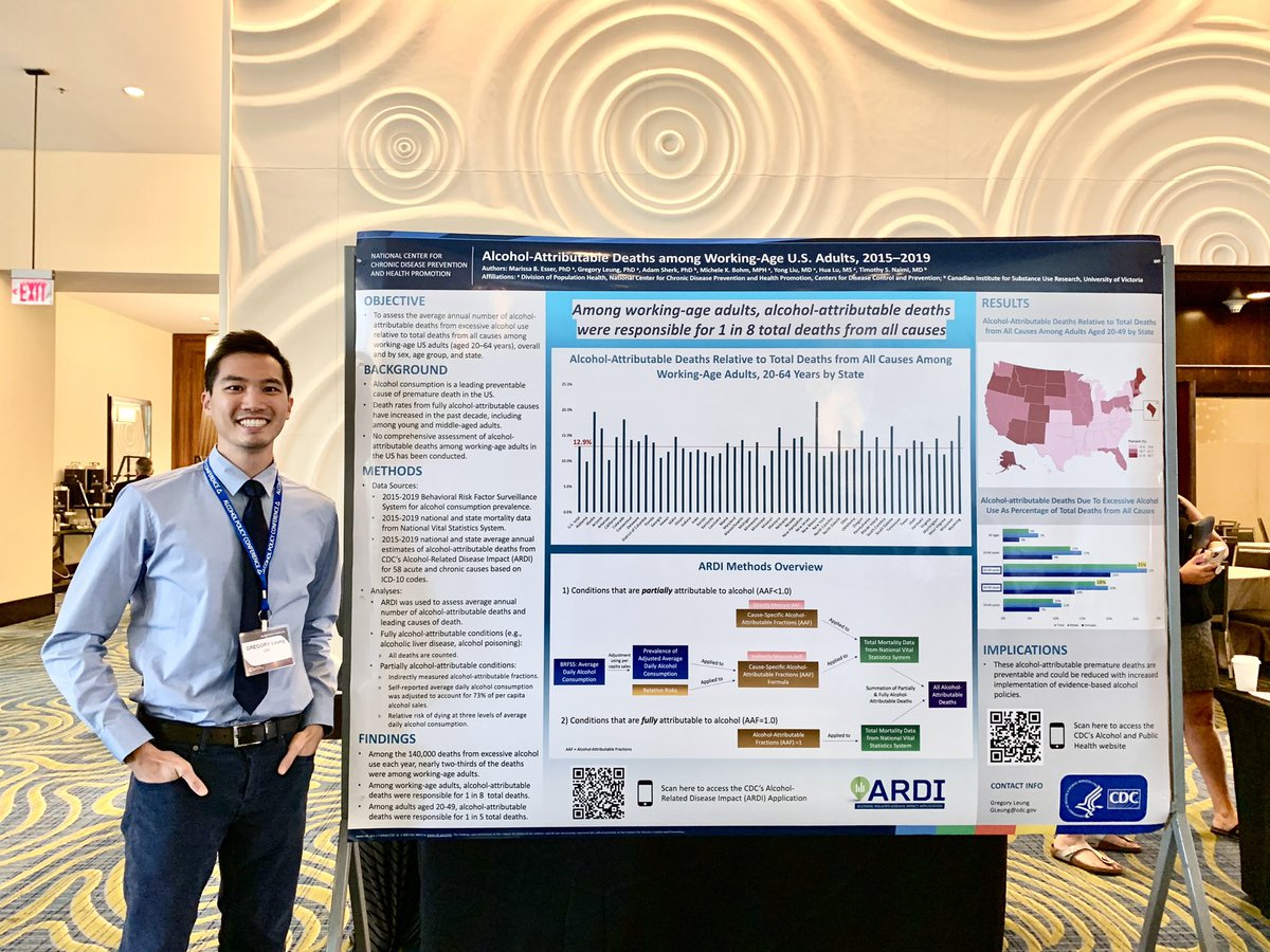 LeungEcon's tweet photo. Today, I had the opportunity to present our work on alcohol-attributable deaths among working-age US adults. It’s been great learning experience in the field of excessive alcohol consumption prevention so far #AP19 https://t.co/pEItB5WYWD