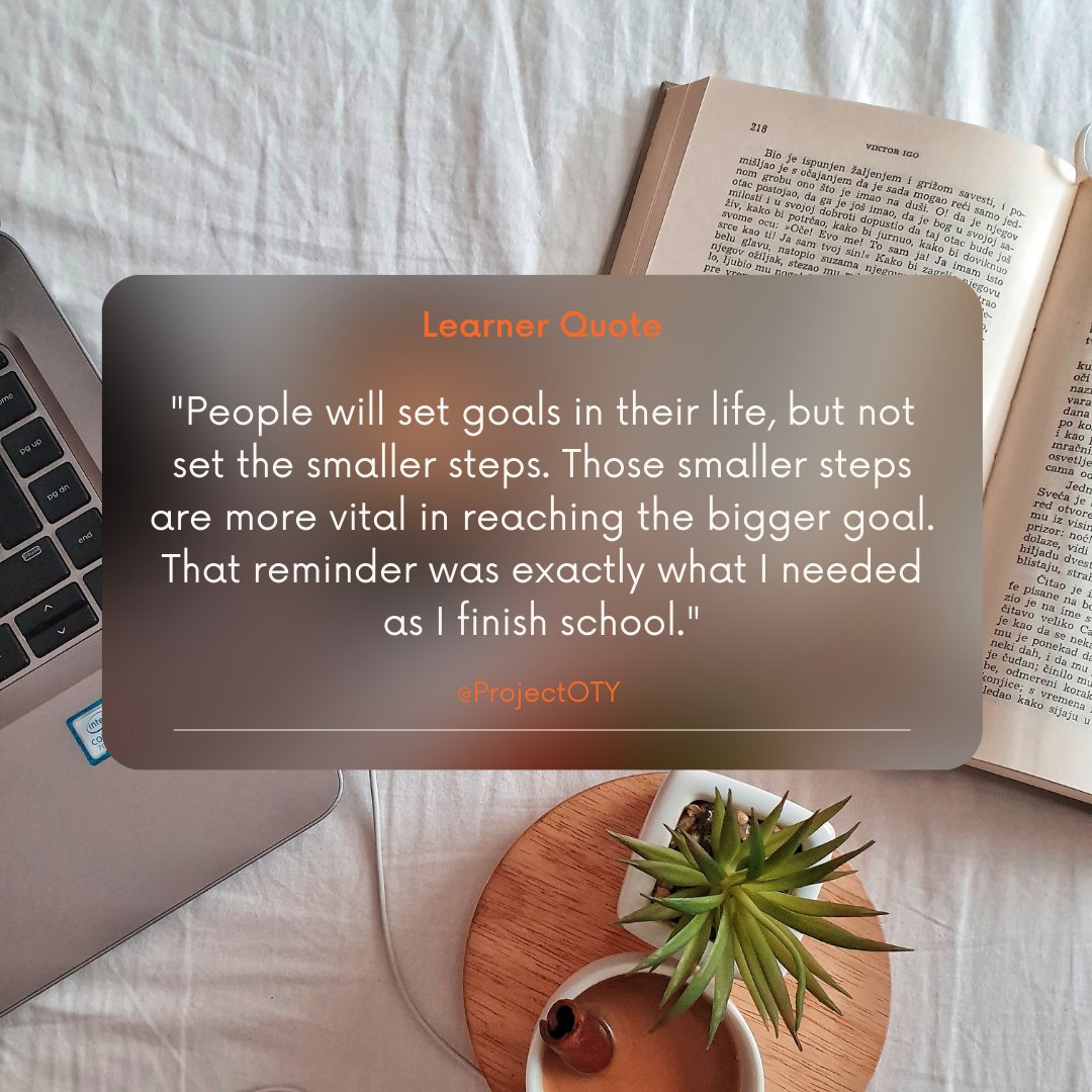 ProjectOTY's tweet photo. Wherever you're at when it comes to your goals...know the little steps count. 

Whether it's graduation, renting your first apartment, buying a home, or getting married...big goals become easier with small steps.

#goalsetting #achieveyourgoals #onestepatatime #biggoals https://t.co/PwfqEoIYlp