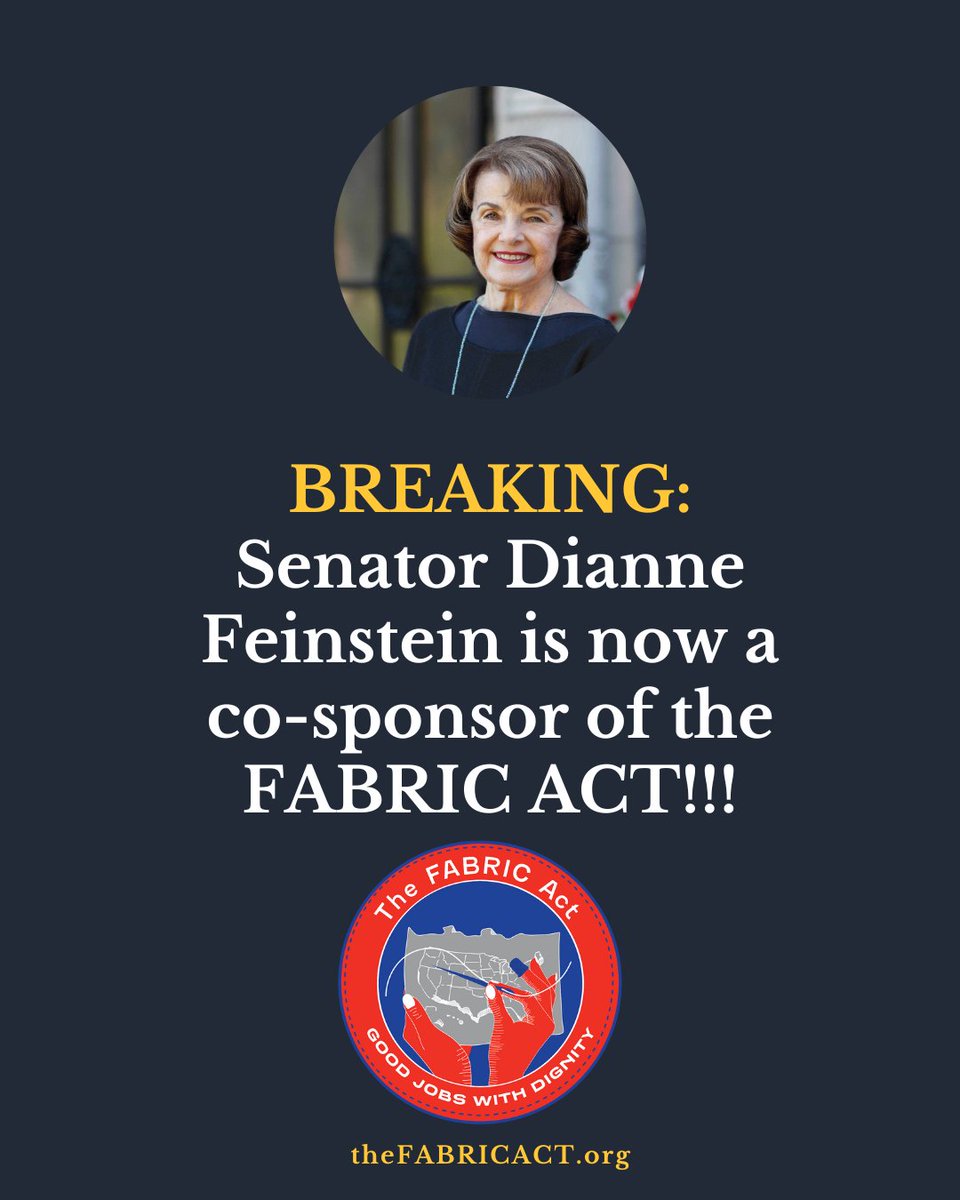 BREAKING: Senator Dianne Feinstein is now a co-sponsor of the FABRIC ACT!!!

thefabricact.org
#PassFabricAct