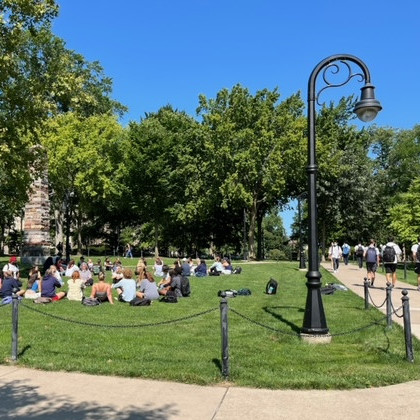 Around campus, a beautiful day <a href="/penn_state/">Penn State</a> for teaching and learning outdoors.