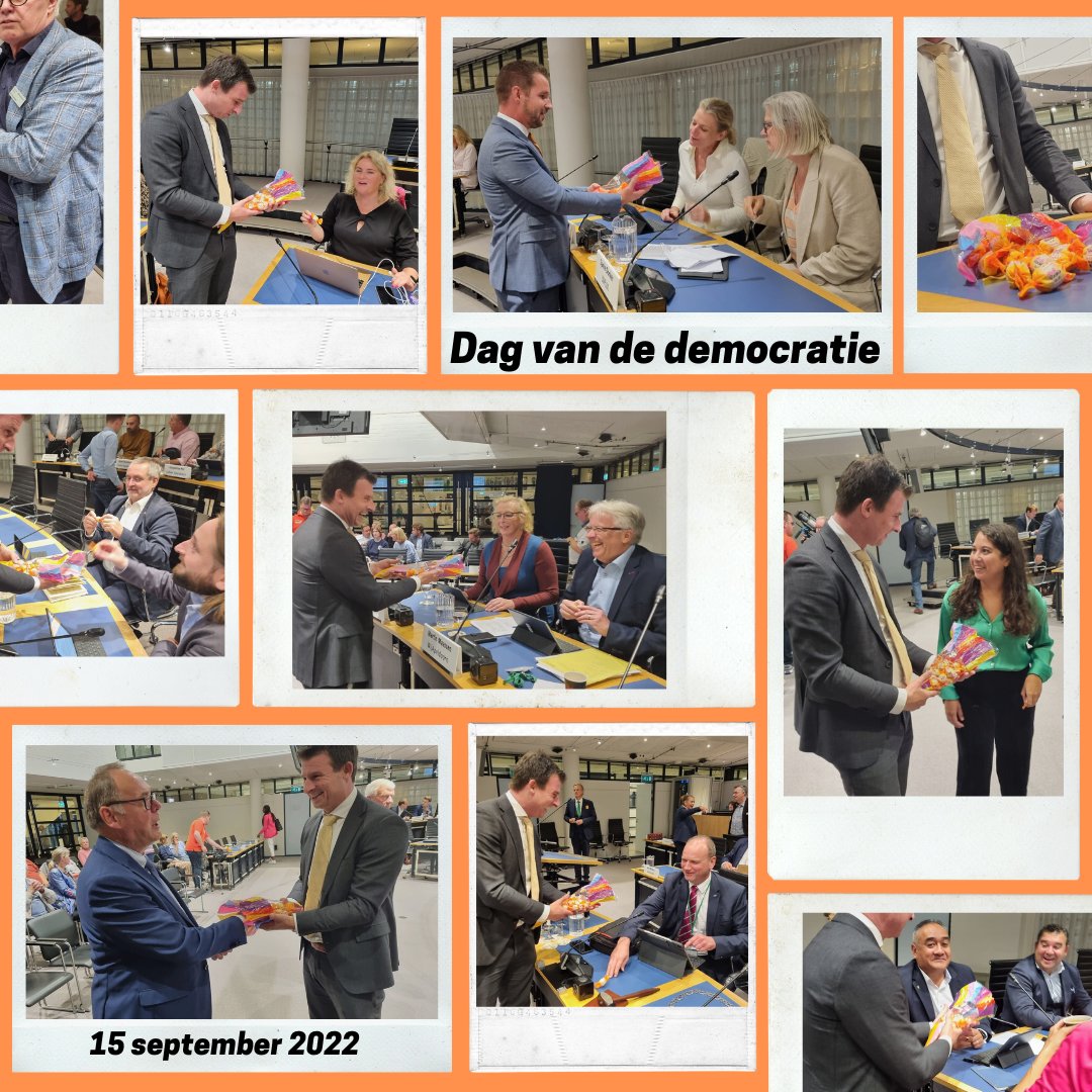 Vandaag is de dag van de democratie. In NL kunnen we in vrijheid onze stem laten horen, dat is een groot goed en daar zijn wij dankbaar voor. Om deze dag te vieren hebben we oranje snoepjes uitgedeeld aan onze raadsleden tijdens de eerste raadsvergadering na het reces.