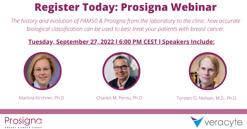 Veracyte's tweet photo. Are you a physician who is interested in learning more about the latest highlights in molecular gene expression testing? If so, join us on Sept. 27 for our webinar on the history and evolution of PAM50 &amp; Veracyte's #Prosigna Breast Cancer Prognostic Gene Signature Assay.