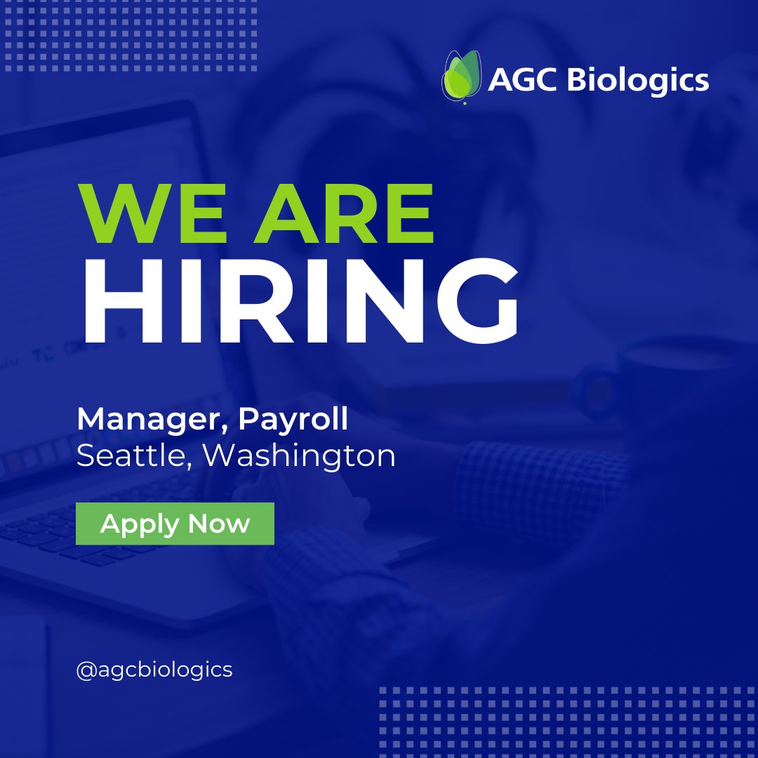 AGCBiologics's tweet photo. We are looking for an experienced #finance professional to join our team in Seattle as our new Payroll Manager! This position will play a key role in supporting payroll for AGC Biologics throughout the U.S.
Learn more and apply now: https://t.co/MLetsE48Hz
#AGCBio https://t.co/nAwtxyt235