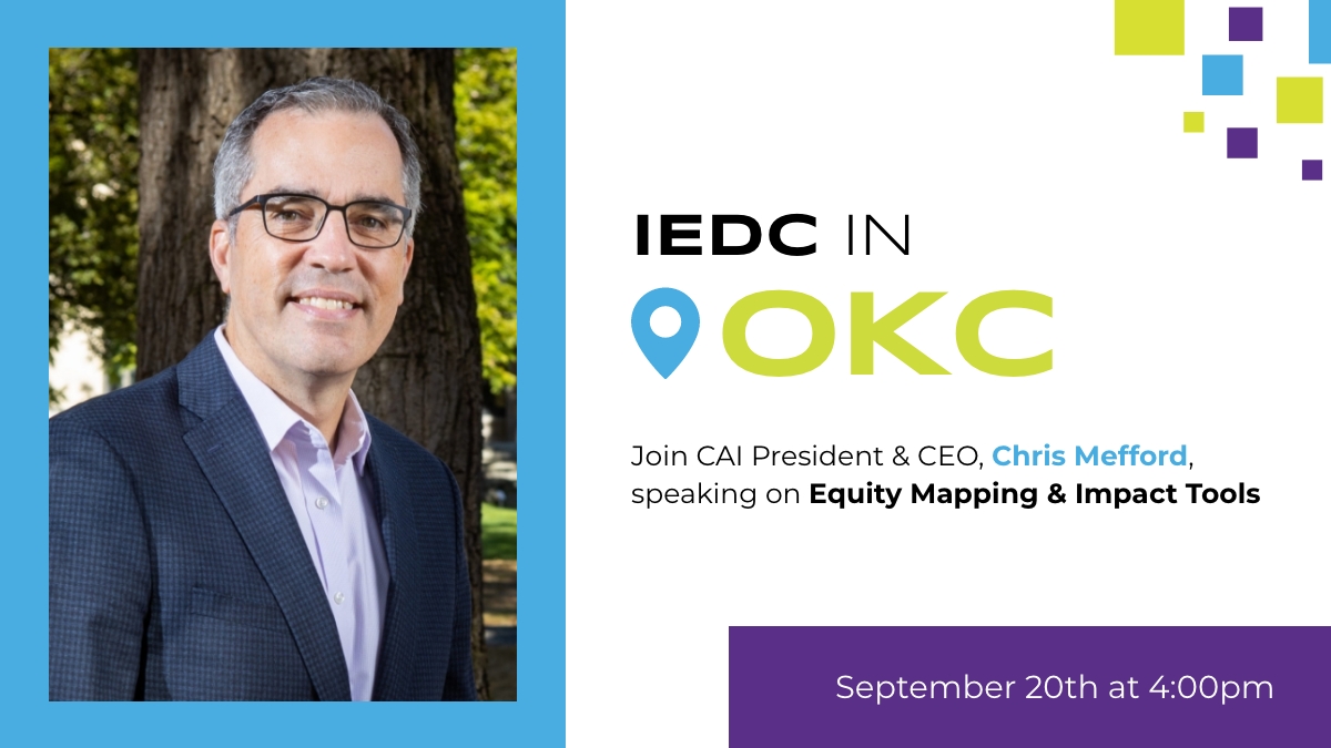 Community Attributes (@communitybutes) on Twitter photo Just 5 days until #IEDCOKC kicks off! Are you attending? Stop by our booth to learn how you can use our tools to make your data's story more impactful, and be sure to see our CEO <a href="/cmef/">Chris Mefford</a> speak on Equity Mapping and Impact Tools on September 20th at 4:00 pm!
See you in OKC! Just 5 days until #IEDCOKC kicks off! Are you attending? Stop by our booth to learn how you can use our tools to make your data's story more impactful, and be sure to see our CEO <a href="/cmef/">Chris Mefford</a> speak on Equity Mapping and Impact Tools on September 20th at 4:00 pm!
See you in OKC!