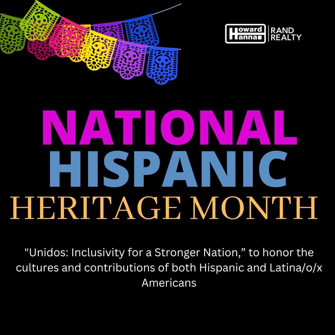 HHRandRealty's tweet photo. This year's theme is Unidos (United): Inclusivity for a Stronger Nation.
This theme encourages us to recognize the Hispanic/Latinx contributions to helping us build stronger communities and a stronger nation.
#HispanicHeritageMonth2022 #howardhanna #randrealty https://t.co/LwfXizsta2
