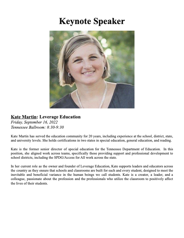 Kate will be hosting a #CognitiveCoaching session tomorrow morning at the West TN SPED Conference. Join her to learn about coaching and training opportunities. She'll also be demonstrating a coaching session! #SPED #TN #TNEdu #TDOE wtnsped.com