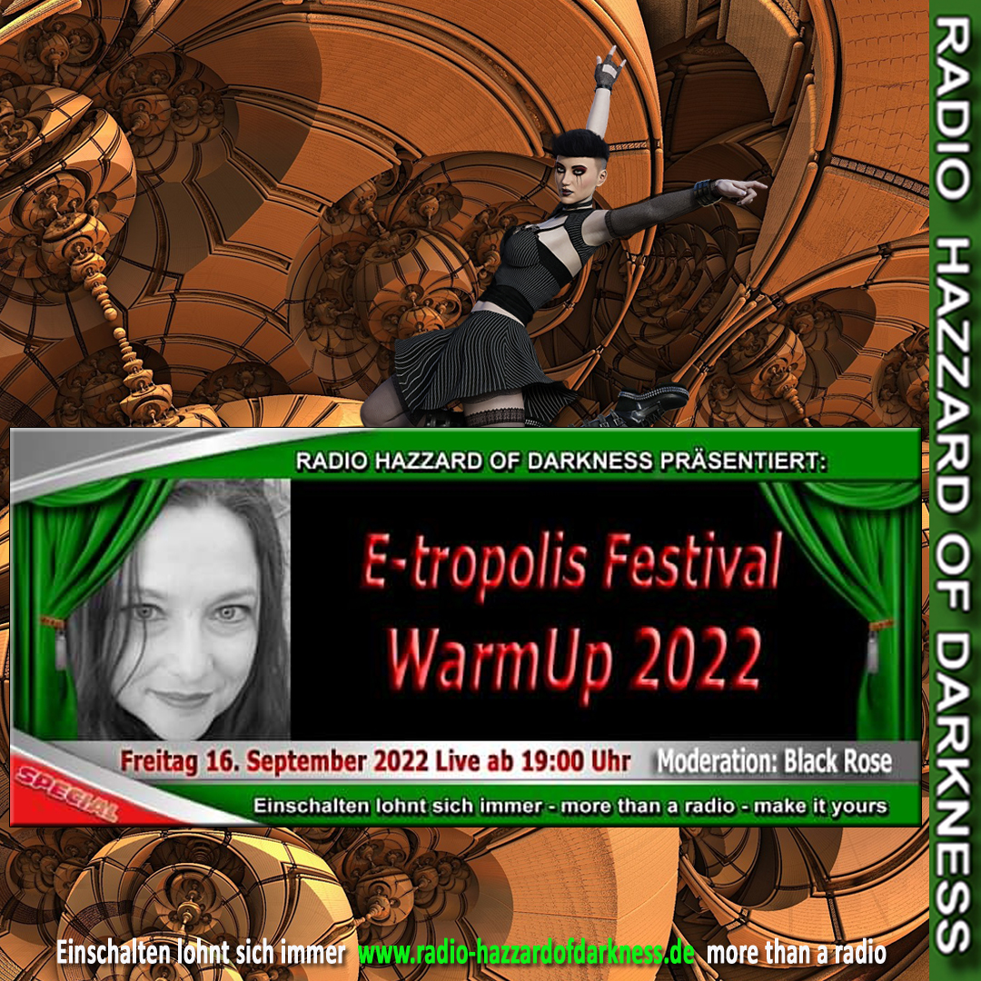 RadioHoD's tweet photo. 👉 https://t.co/4EjiYrZ0fO 

Ab 19:00 Uhr WARMUP zum E-tropolis Festival mit Black Rose

Stream: https://t.co/vJ1i1lPP1I
Chat: https://t.co/QyWgQfSoJe

#hazzardofdarkness #Gothic #Darkwave #EBM #Synth #Darkpop #Electro #Postpunk #Industrial #Rock #Metal #Mittelalter #Etropolis https://t.co/PA3ZWJaCoV