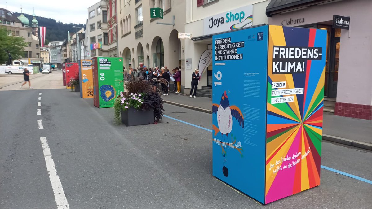 Landeshauptstadt #Bregenz bekommt SDG Friedensausstellung in die neue Fussgängerzone. #sdg #TeamUpForChange #RebelsOfChange