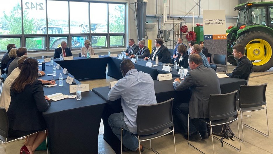 This afternoon, I'm in River Falls with some of <a href="/USDA/">Dept. of Agriculture</a>'s climate-smart partners. Our Partnerships for Climate Smart Commodities are empowering groups like Truterra to create more sustainable operations and expand market opportunities for producers and consumers. #climatesmart