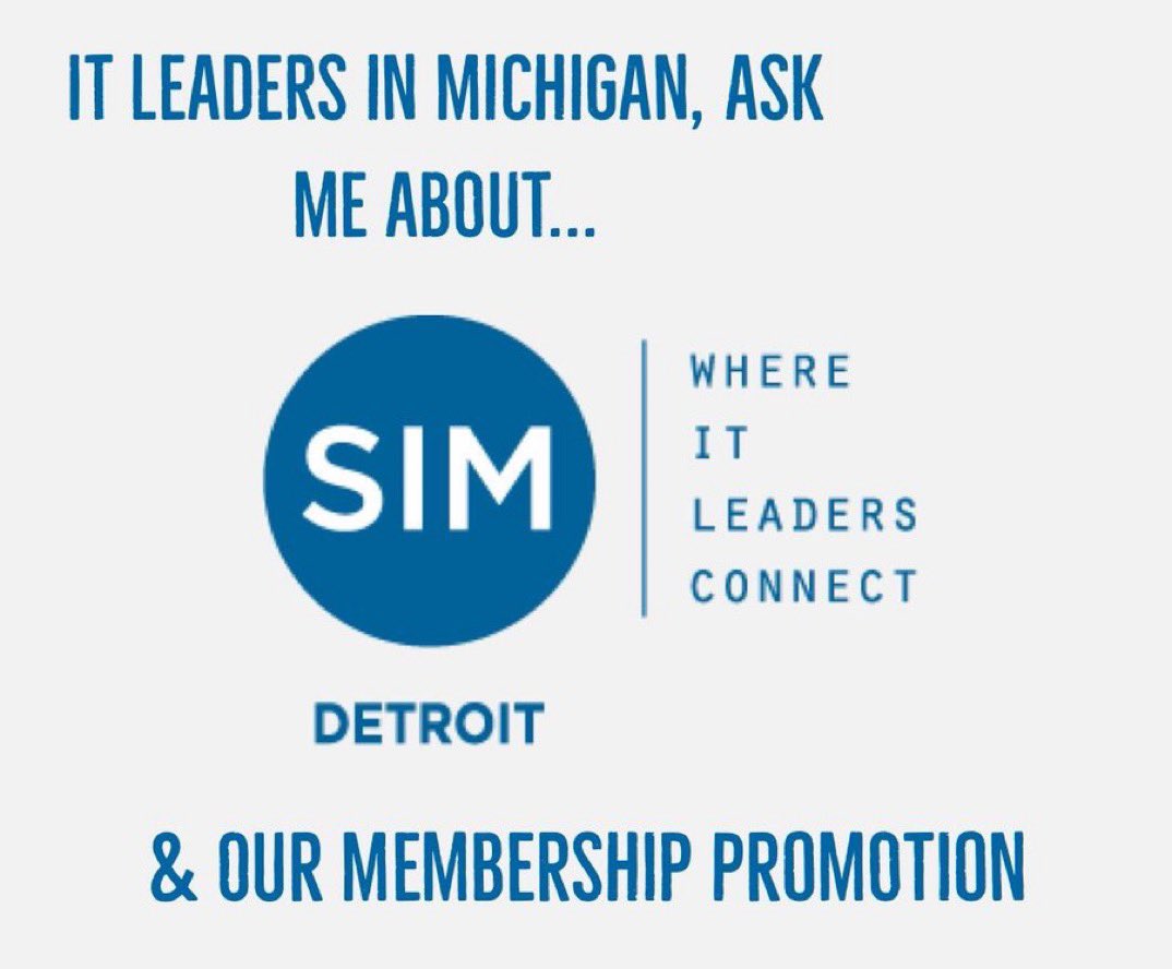 SIMDetroit's tweet photo. Interested in joining a #community of 175+ #Michigan #CIO’s, #CISO, &amp; other #ITLeaders that drive #AI, #CX, #innovation #cybersecurity &amp; #digitaltransformation across industries. 🧩 Ask about our new member promotion &amp; join #SIMDetroit today: 💡https://t.co/b1T8LUPrz7 #Detroit https://t.co/btfMwxLrwB