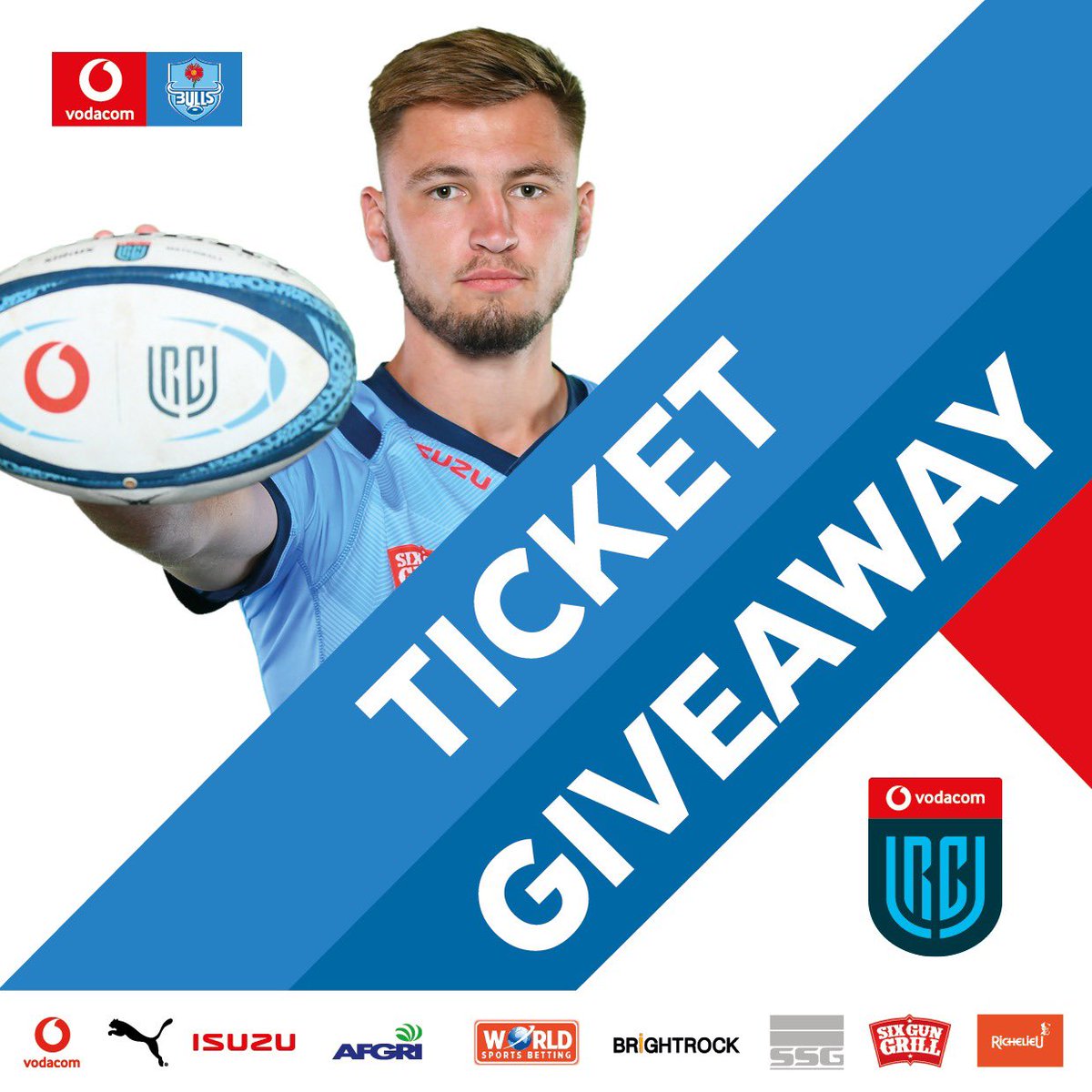 🚨 COMPETITION TIME 🚨 

We’re giving away 4 tickets to our game vs the Emirates Lions in Johannesburg, this weekend 💪

To enter:
1. Tag 2 friends in the comments 
2. Make sure they both follow the account 

#TrueToTheBlue
<a href="/Vodacom/">Vodacom</a> #URC
