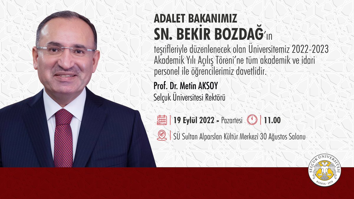 Üniversitemiz 2022-2023 Akademik Yılı Açılış Töreni’ne tüm akademik ve idari personel ile öğrencilerimiz davetlidir.